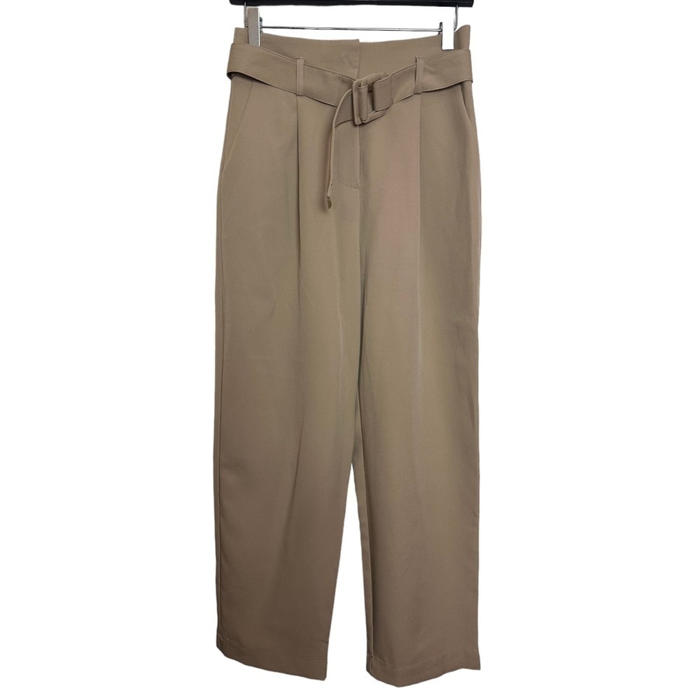 Idem Ditto Latte High Rise Cropped Cigarette Style Trouser Pants in Latte Brown